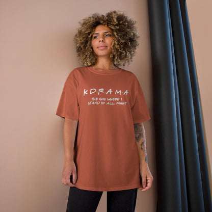 First K-Drama Champion T-Shirt: The One Where I Stand Up All Night", Comfy &amp; Trendy, Perfect for K-Drama Fans Who Binge-Watch All Night