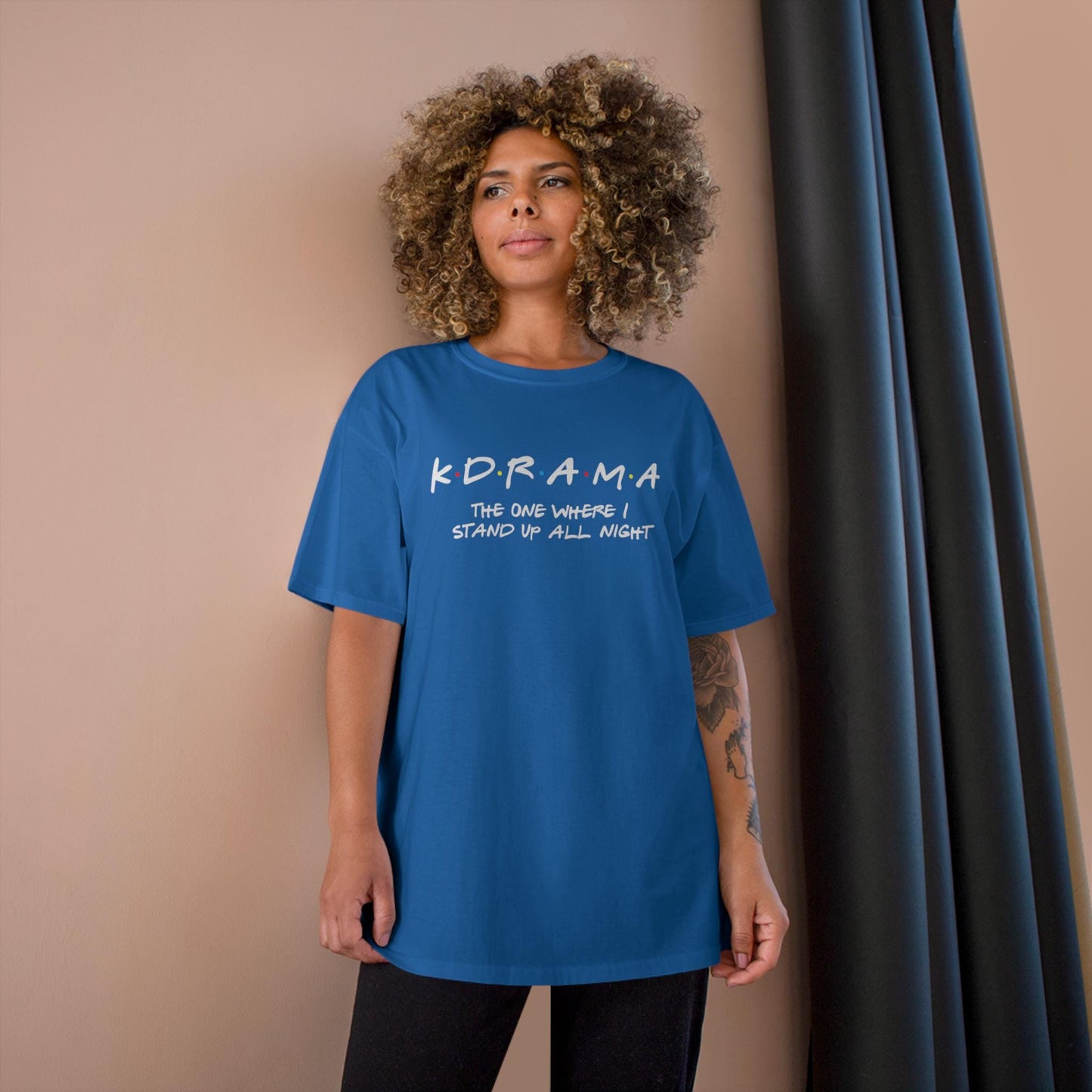 First K-Drama Champion T-Shirt: The One Where I Stand Up All Night", Comfy &amp; Trendy, Perfect for K-Drama Fans Who Binge-Watch All Night