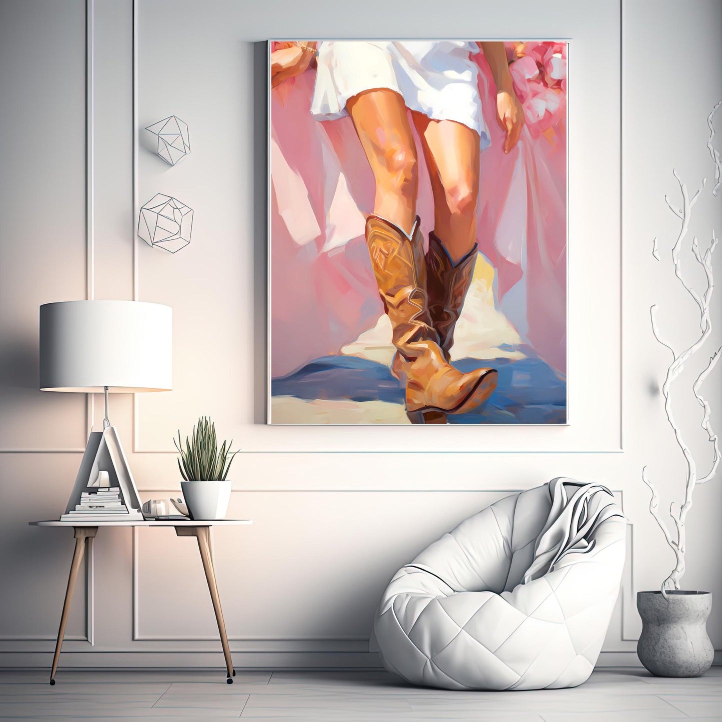 Cowgirl in Pink Boots Trendy Wall Art, Trendy Cowgirl Wall Art Printable, Western Cowgirl in Pink Boots Print