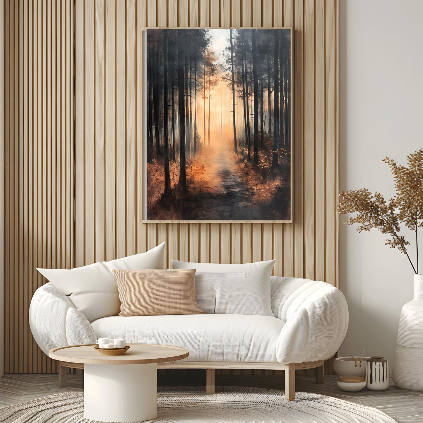 Autumn landscape painting wall art, fall print painting, digital download, rustic nature scene, autumn decoration for living room.