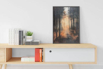 Autumn landscape painting wall art, fall print painting, digital download, rustic nature scene, autumn decoration for living room.