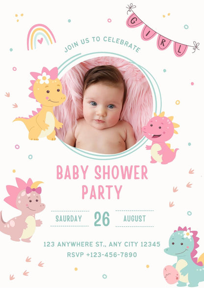 Editable baby shower invitation for a girl | Birthday party invitation - Safari animal theme | Instant Digital Download