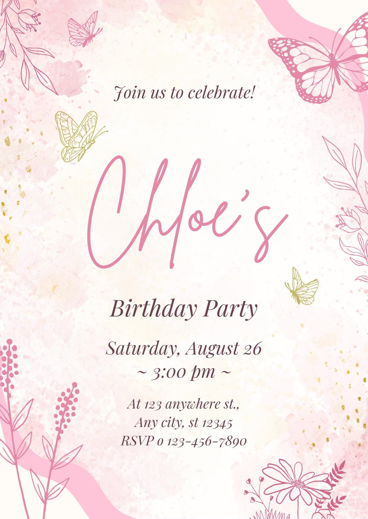 Editable baby shower invitation for a girl | Birthday party invitation - Safari animal theme | Instant Digital Download