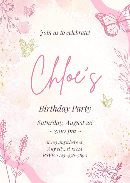 Editable baby shower invitation for a girl | Birthday party invitation - Safari animal theme | Instant Digital Download