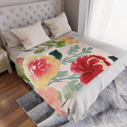 Minky Floral Blanket | Cozy Throw for Babies, Nursery Decor, Baby Shower Gift, Soft Floral Blanket, Mother's Day Gift