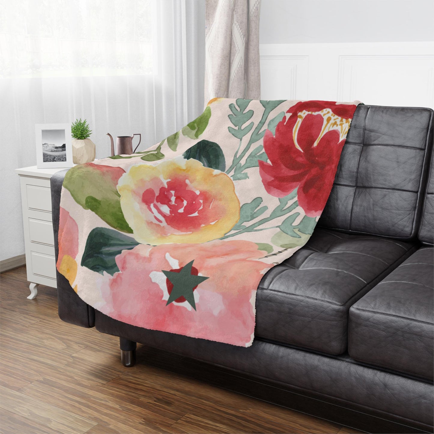 Minky Floral Blanket | Cozy Throw for Babies, Nursery Decor, Baby Shower Gift, Soft Floral Blanket, Mother's Day Gift