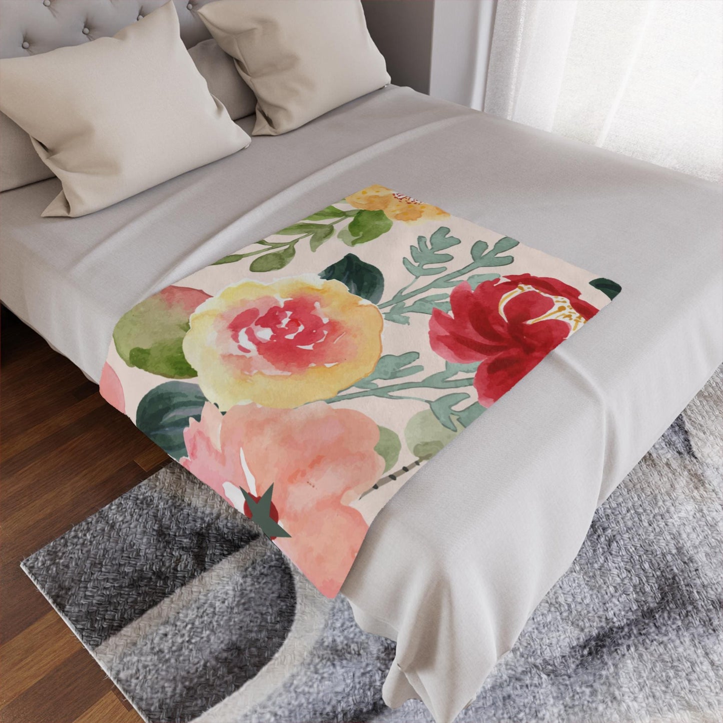 Minky Floral Blanket | Cozy Throw for Babies, Nursery Decor, Baby Shower Gift, Soft Floral Blanket, Mother's Day Gift