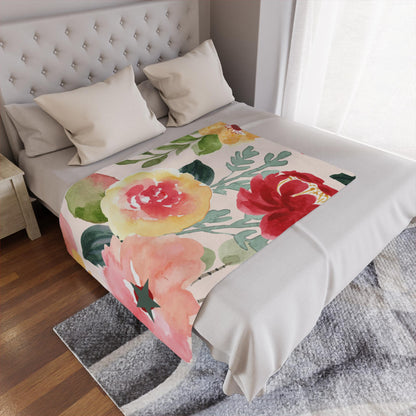 Minky Floral Blanket | Cozy Throw for Babies, Nursery Decor, Baby Shower Gift, Soft Floral Blanket, Mother's Day Gift