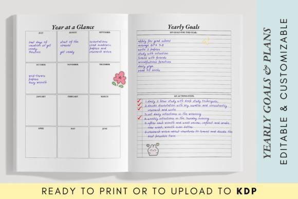 Monthly planner template 2025-2026: Habit tracker, editable Canva (PDF)