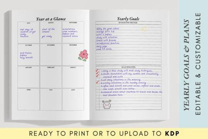 Monthly planner template 2025-2026: Habit tracker, editable Canva (PDF)