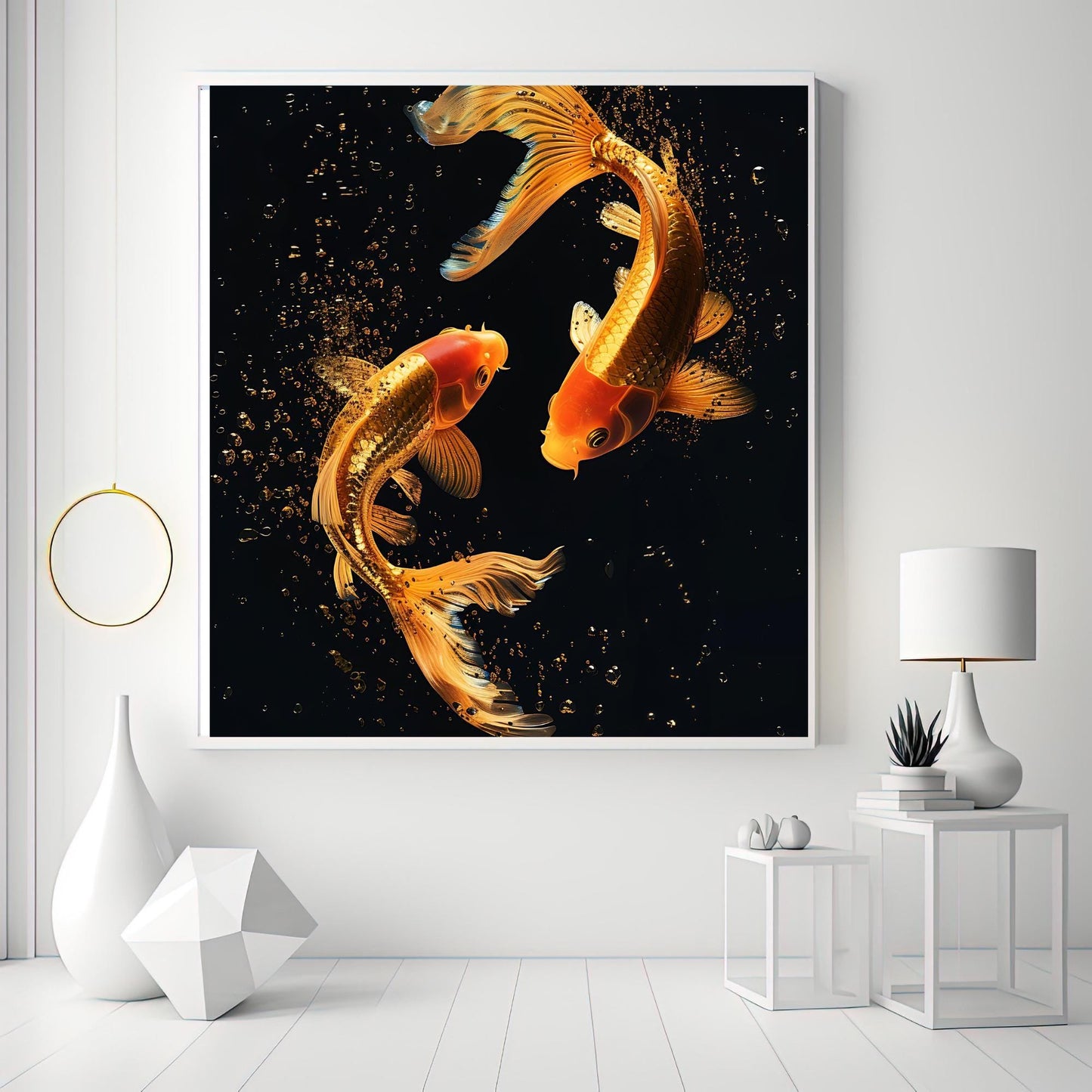 Wall art featuring goldfish: vibrant coastal decor (digital download)
